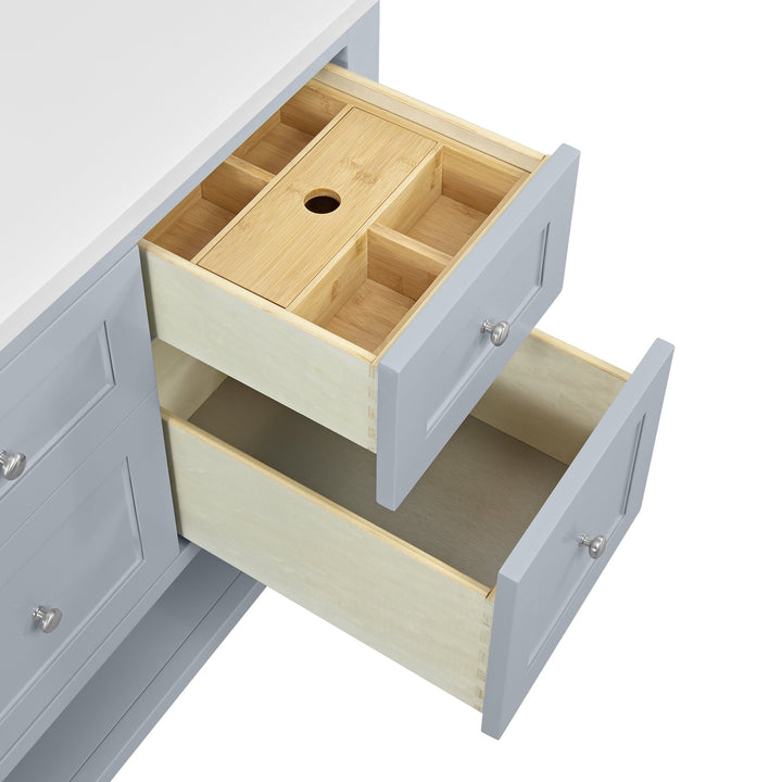Breckenridge 60" Single Vanity, Serenity Blue, w/ 3 CM Arctic Fall Solid Surface Top