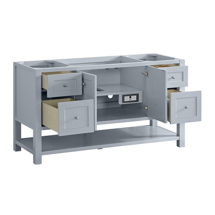 Breckenridge 60" Single Vanity, Serenity Blue, w/ 3 CM Arctic Fall Solid Surface Top