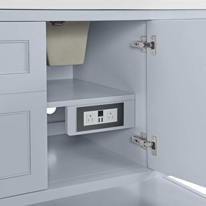 Breckenridge 60" Single Vanity, Serenity Blue, w/ 3 CM Arctic Fall Solid Surface Top