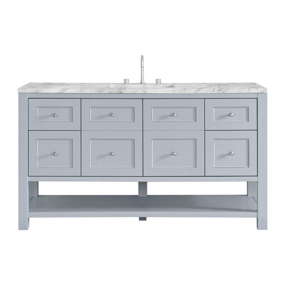 Breckenridge 60" Single Vanity, Serenity Blue, w/ 3 CM Carrara Marble Top