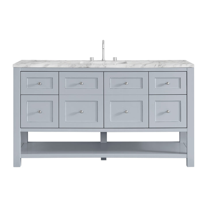 Breckenridge 60" Single Vanity, Serenity Blue, w/ 3 CM Carrara Marble Top
