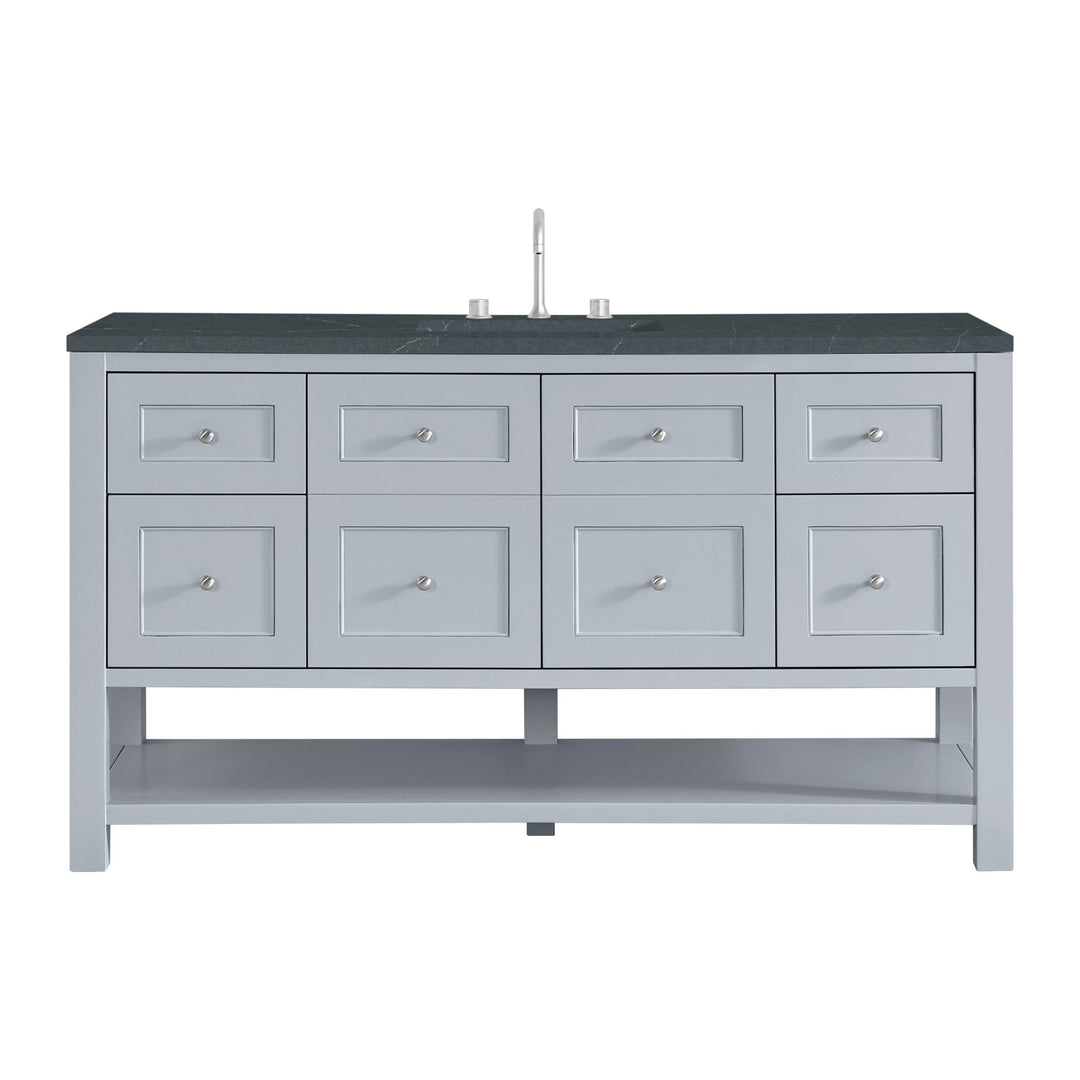 Breckenridge 60" Single Vanity, Serenity Blue, w/ 3 CM Charcoal Soapstone Quartz Top