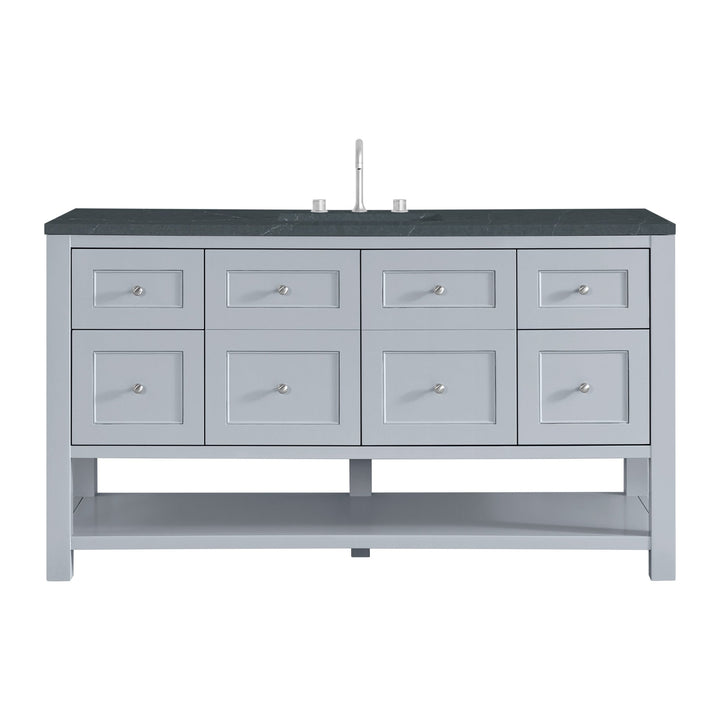 Breckenridge 60" Single Vanity, Serenity Blue, w/ 3 CM Charcoal Soapstone Quartz Top