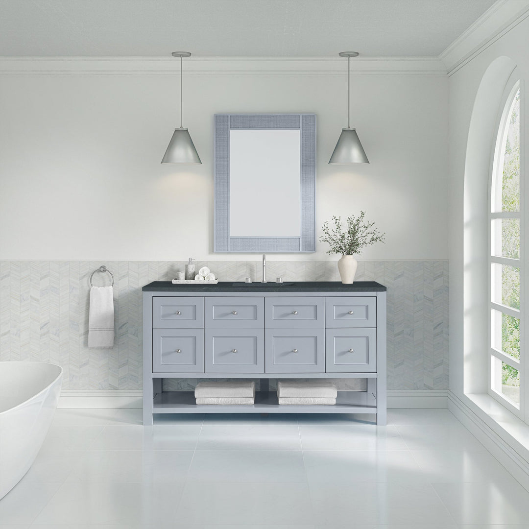 Breckenridge 60" Single Vanity, Serenity Blue, w/ 3 CM Charcoal Soapstone Quartz Top