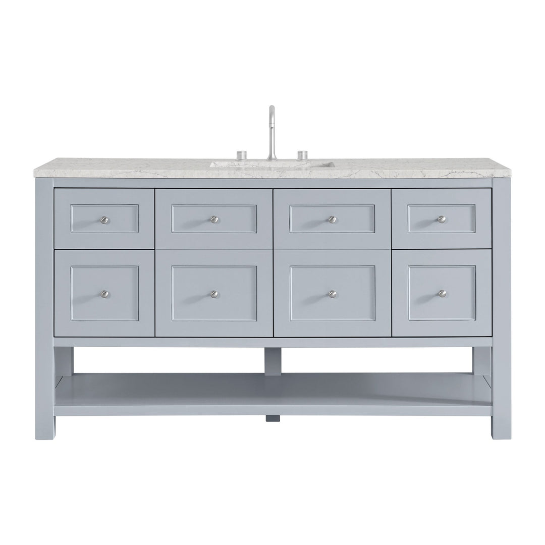 Breckenridge 60" Single Vanity, Serenity Blue, w/ 3 CM Eternal Jasmine Pearl Quartz Top