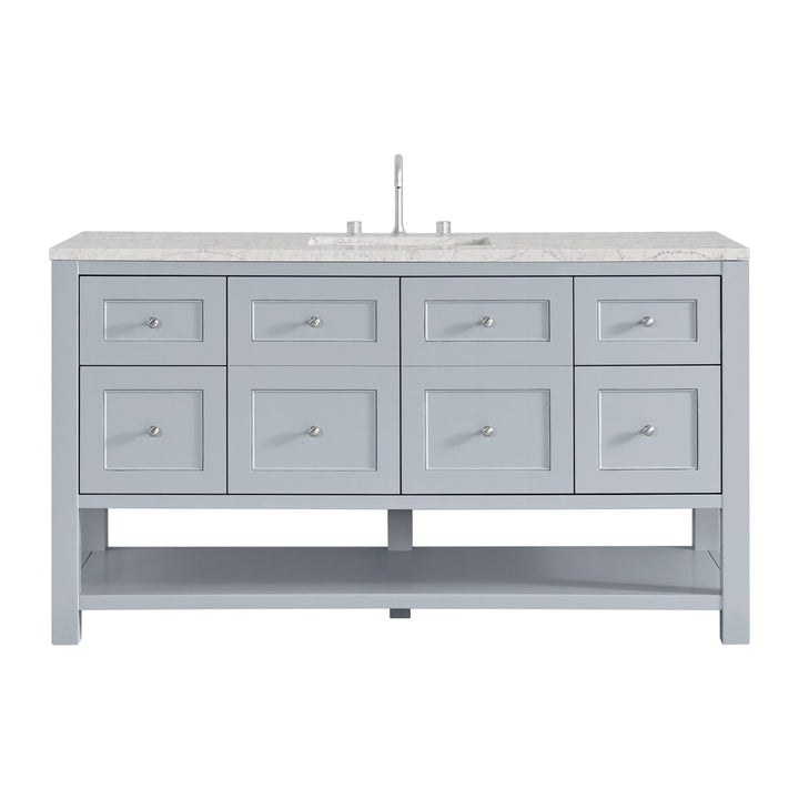 Breckenridge 60" Single Vanity, Serenity Blue, w/ 3 CM Eternal Jasmine Pearl Quartz Top