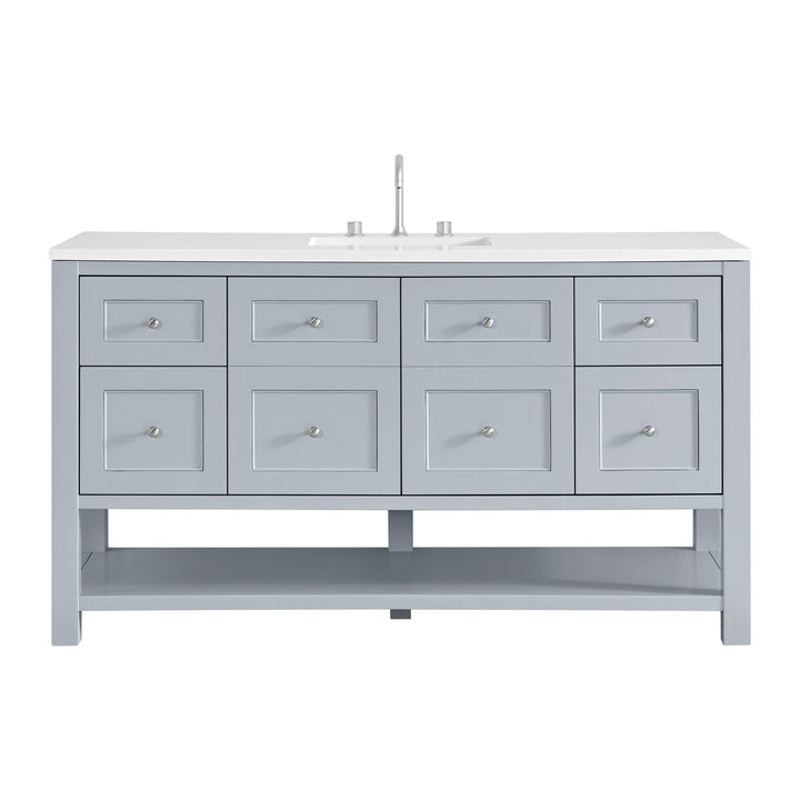 Breckenridge 60" Single Vanity, Serenity Blue, w/ 3 CM White Zeus Quartz Top