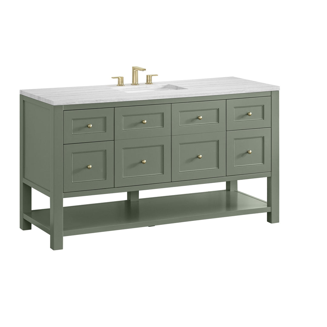Breckenridge 60" Single Vanity, Smokey Celadon, w/ 3 CM Arctic Fall Solid Surface Top