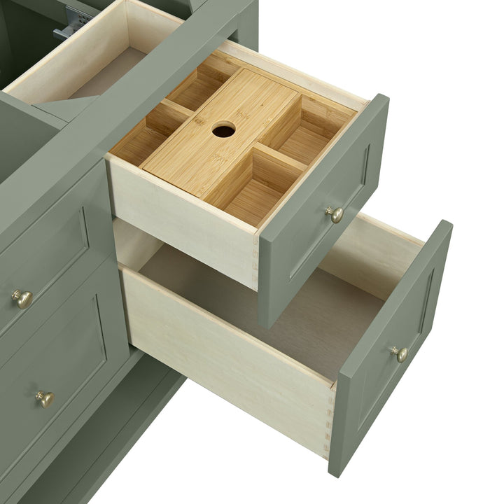 Breckenridge 60" Single Vanity, Smokey Celadon, w/ 3 CM Eternal Jasmine Pearl Quartz Top