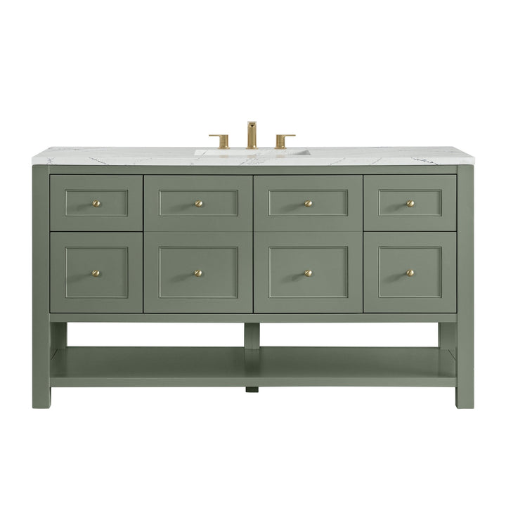 Breckenridge 60" Single Vanity, Smokey Celadon, w/ 3 CM Ethereal Noctis Silestone Top w/ FreePower Wireless Charger