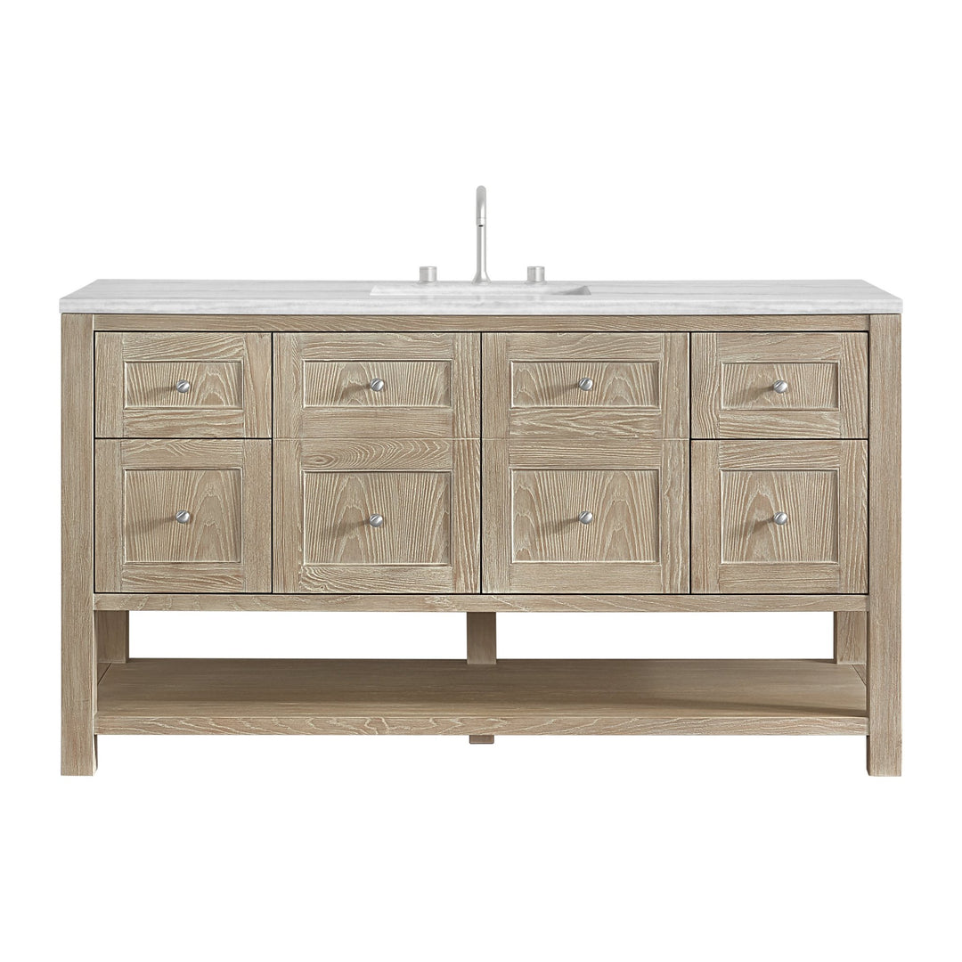 Breckenridge 60" Single Vanity, Whitewashed Oak, w/ 3 CM Arctic Fall Solid Surface Top