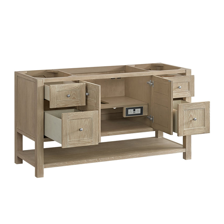 Breckenridge 60" Single Vanity, Whitewashed Oak, w/ 3 CM Arctic Fall Solid Surface Top