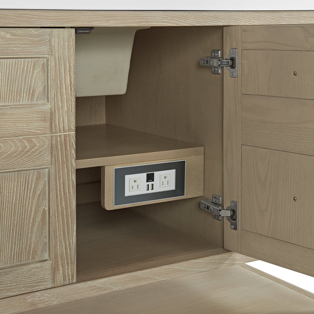 Breckenridge 60" Single Vanity, Whitewashed Oak, w/ 3 CM Arctic Fall Solid Surface Top