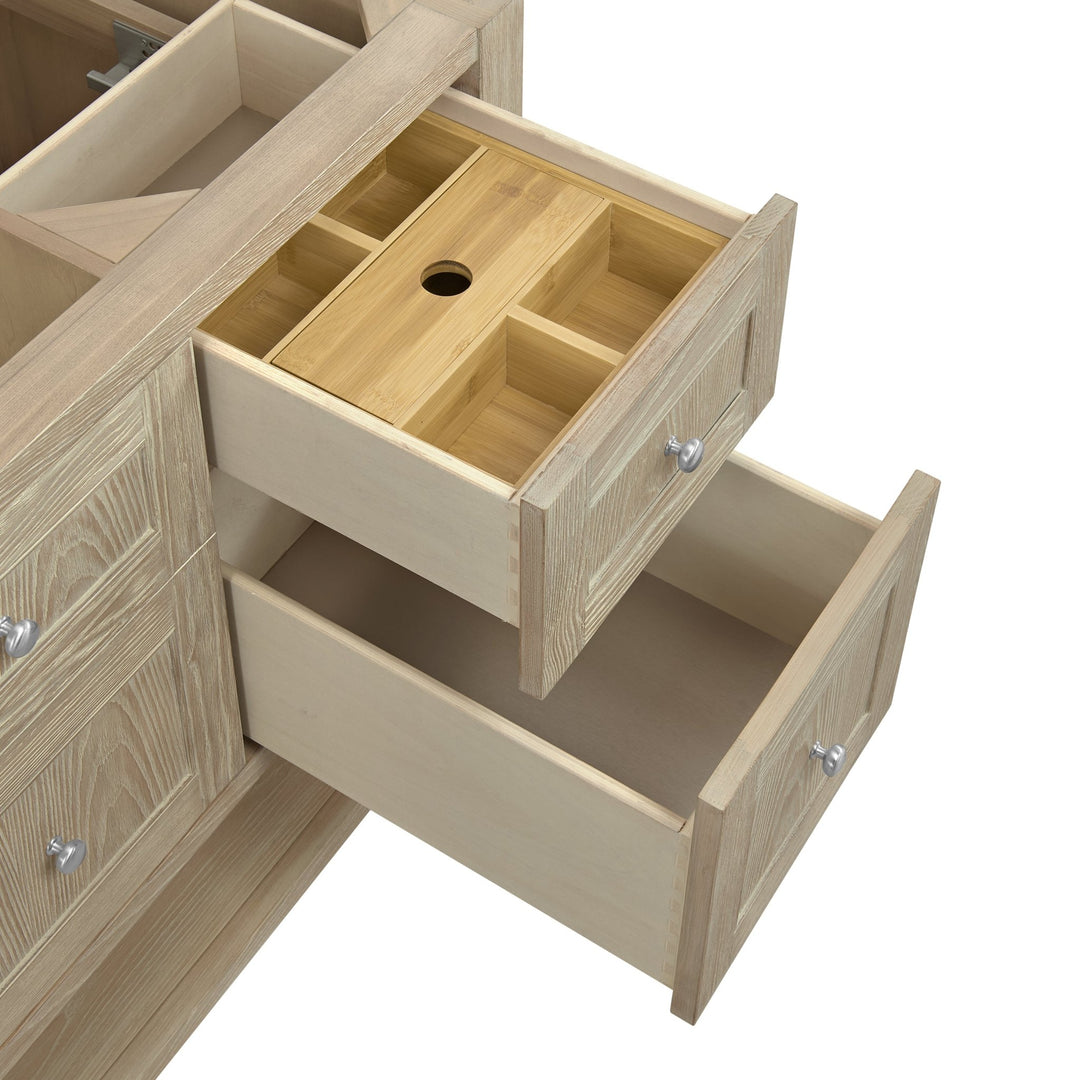Breckenridge 60" Single Vanity, Whitewashed Oak, w/ 3 CM Ethereal Noctis Quartz Top