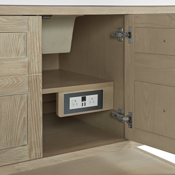 Breckenridge 60" Single Vanity, Whitewashed Oak, w/ 3 CM Lime Delight Quartz Top