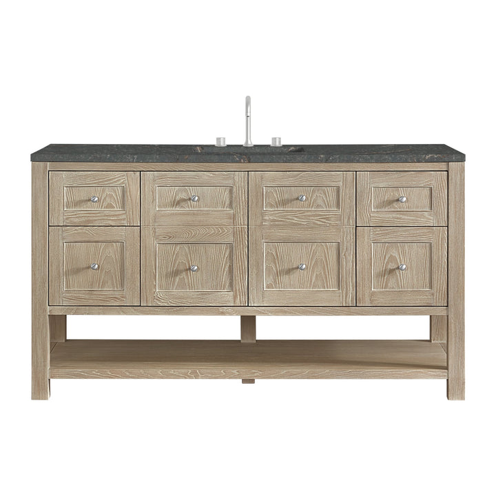 Breckenridge 60" Single Vanity, Whitewashed Oak w/ 3 CM Parisien Bleu Top