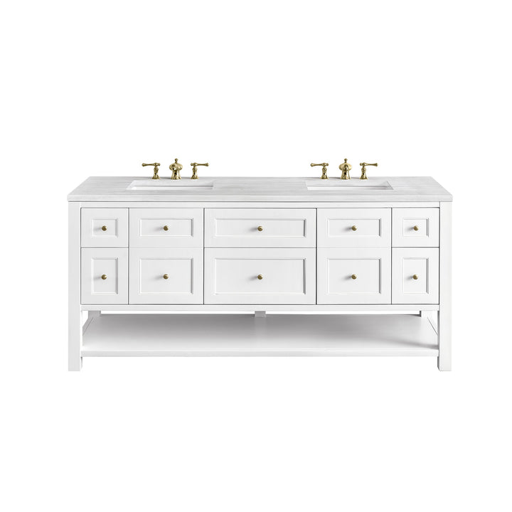 Breckenridge 72" Double Vanity, Bright White w/ 3 CM Arctic Fall Top