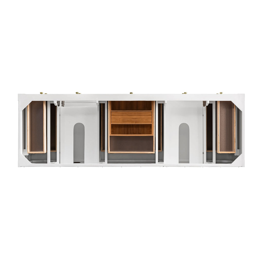 Breckenridge 72" Double Vanity, Bright White w/ 3 CM Victorian Silver Top w/FreePower Wireless Charger