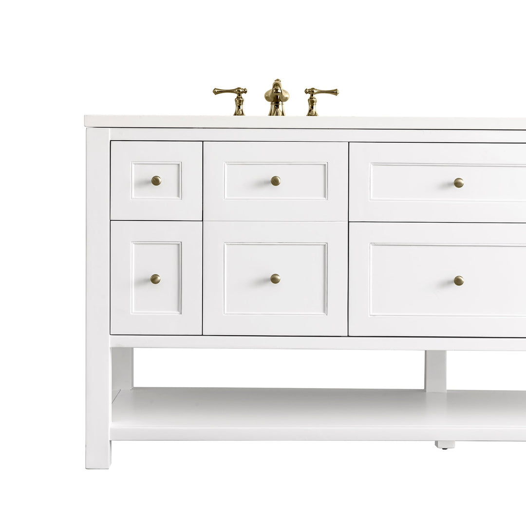 Breckenridge 72" Double Vanity, Bright White w/ 3 CM White Zeus Top