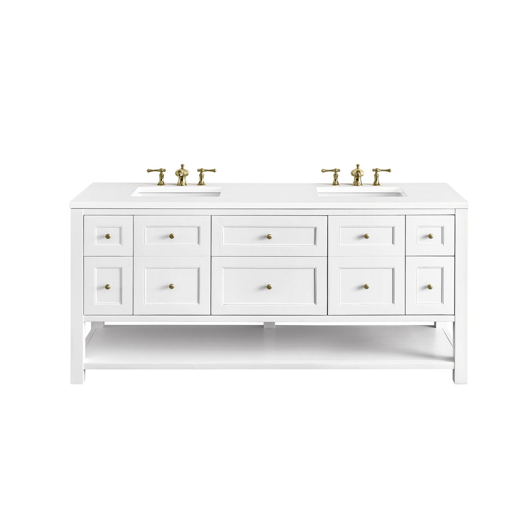 Breckenridge 72" Double Vanity, Bright White w/ 3 CM White Zeus Top