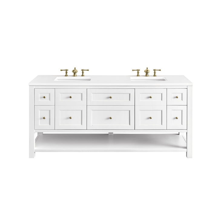 Breckenridge 72" Double Vanity, Bright White w/ 3 CM White Zeus Top