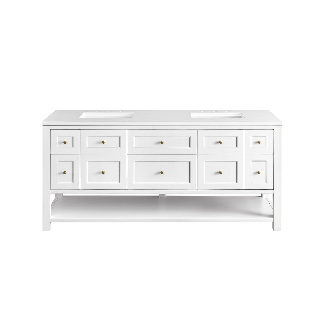 Breckenridge 72" Double Vanity, Bright White w/ 3 CM White Zeus Top