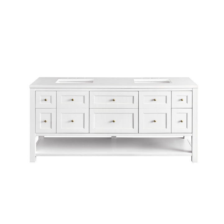 Breckenridge 72" Double Vanity, Bright White w/ 3 CM White Zeus Top