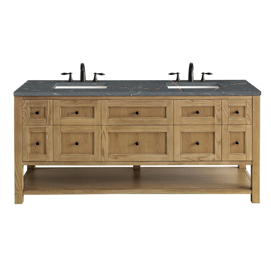 Breckenridge 72" Double Vanity, Light Natural Oak w/ 3 CM Parisien Bleu Top