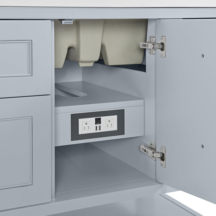 Breckenridge 72" Double Vanity, Serenity Blue, w/ 3 CM Arctic Fall Solid Surface Top