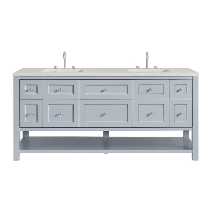 Breckenridge 72" Double Vanity, Serenity Blue, w/ 3 CM Lime Delight Quartz Top