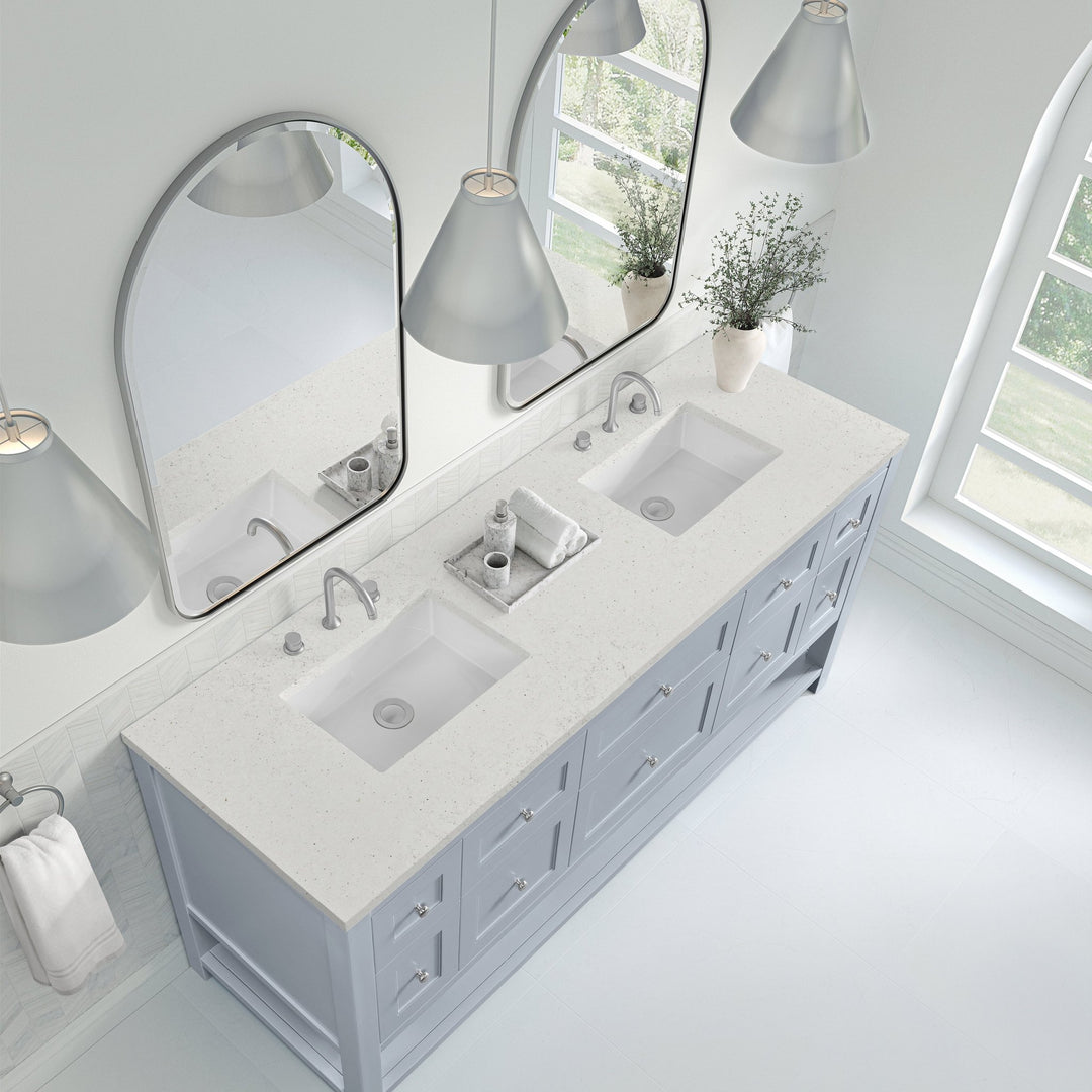Breckenridge 72" Double Vanity, Serenity Blue w/ 3 CM Parisien Bleu Top
