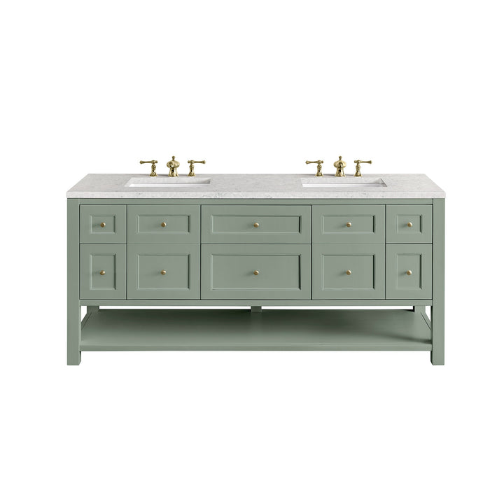 Breckenridge 72" Double Vanity, Smokey Celadon w/ 3 CM Eternal Jasmine Pearl Top