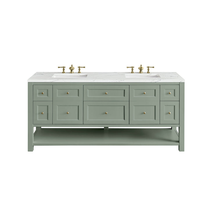 Breckenridge 72" Double Vanity, Smokey Celadon w/ 3 CM Ethereal Noctis Top