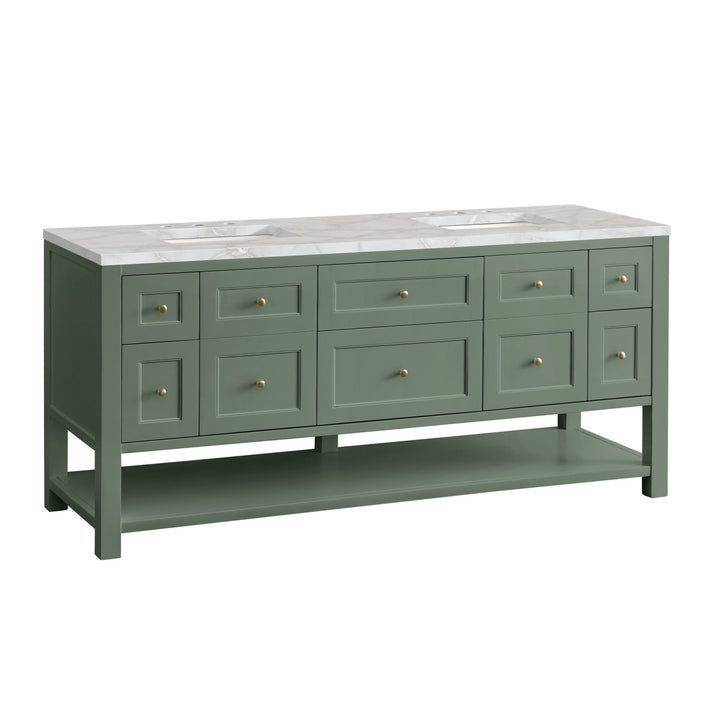 Breckenridge 72" Double Vanity, Smokey Celadon w/ 3 CM Victorian Silver Top w/FreePower Wireless Charger