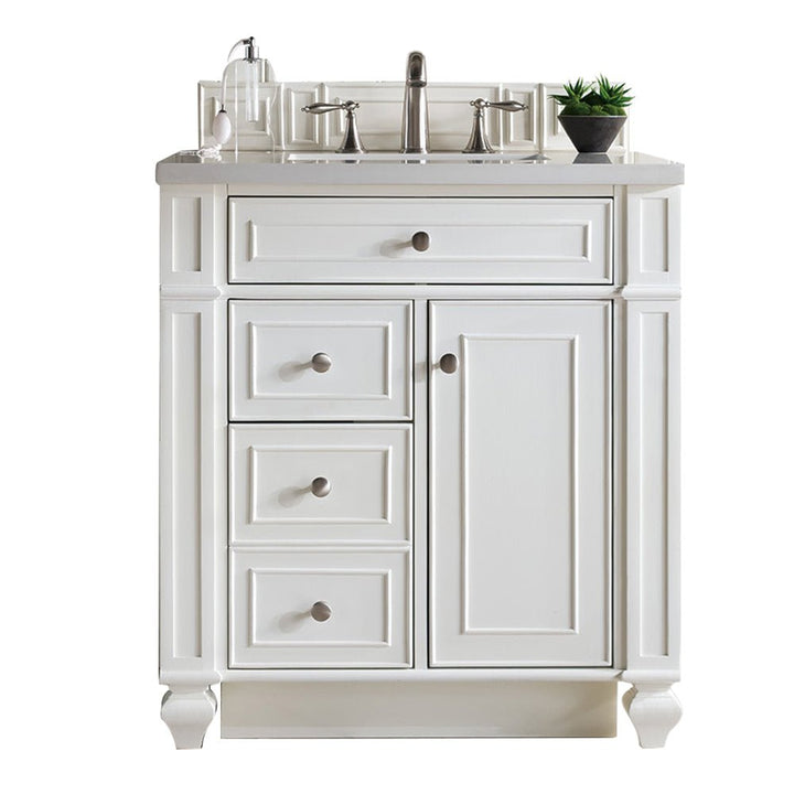 Bristol 30" Single Vanity, Bright White w/ 3 CM Eternal Jasmine Pearl Silestone Top