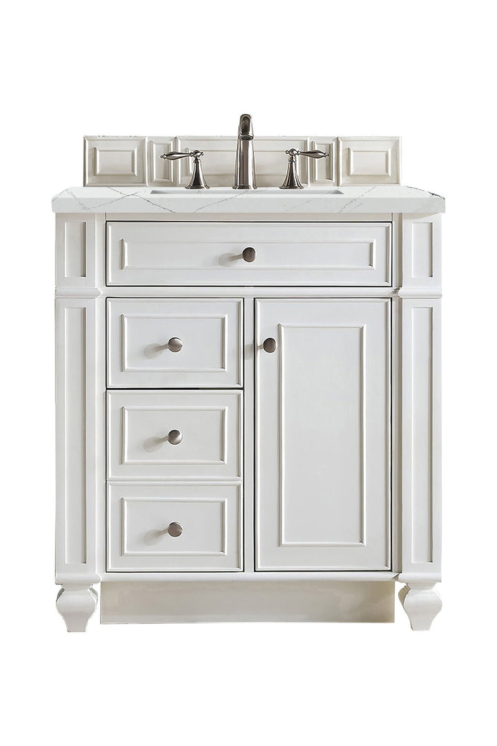 Bristol 30" Single Vanity, Bright White w/ 3 CM Ethereal Noctis Silestone Top
