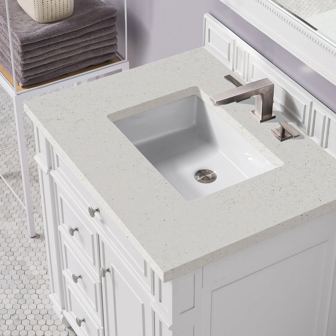 Bristol 30" Single Vanity, Bright White w/ 3 CM Lime Delight Silestone Top