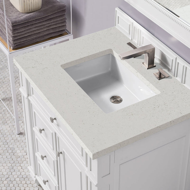 Bristol 30" Single Vanity, Bright White w/ 3 CM Lime Delight Silestone Top