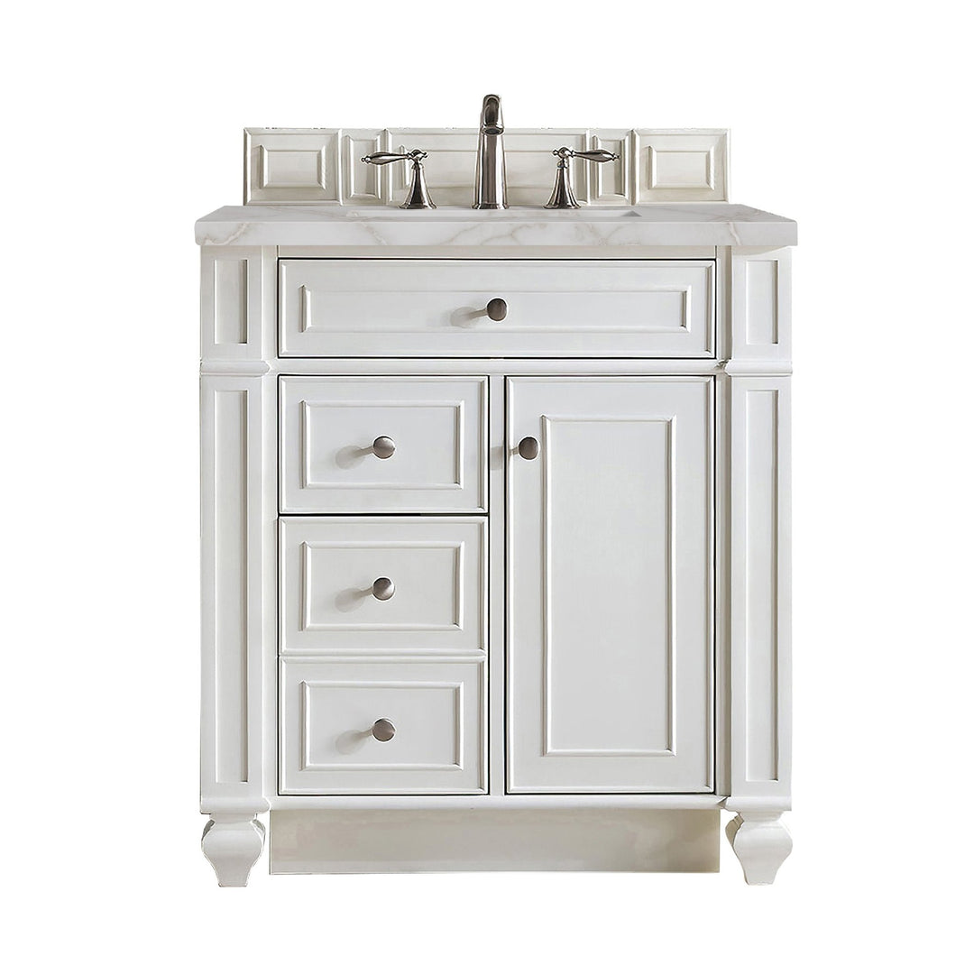 Bristol 30" Single Vanity, Bright White w/ 3 CM Victorian Silver Silestone Top
