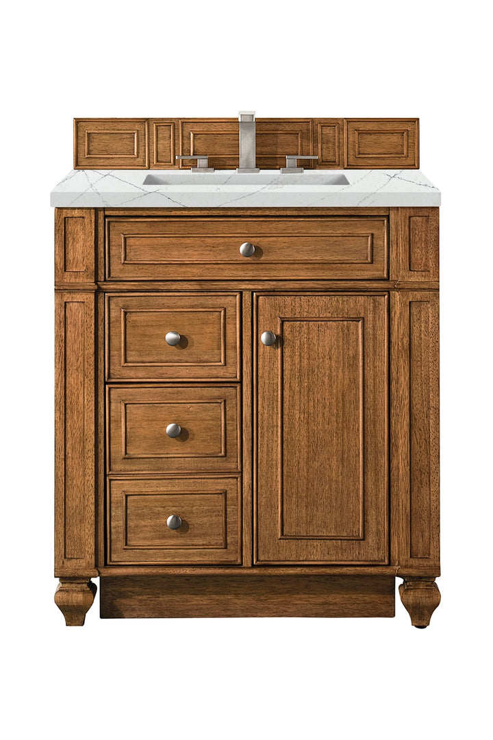 Bristol 30" Single Vanity, Saddle Brown w/ 3 CM Ethereal Noctis Silestone Top