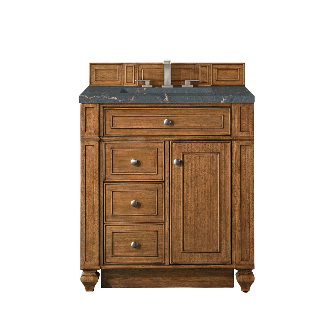 Bristol 30" Single Vanity, Saddle Brown w/ 3 CM Parisien Bleu Silestone Top