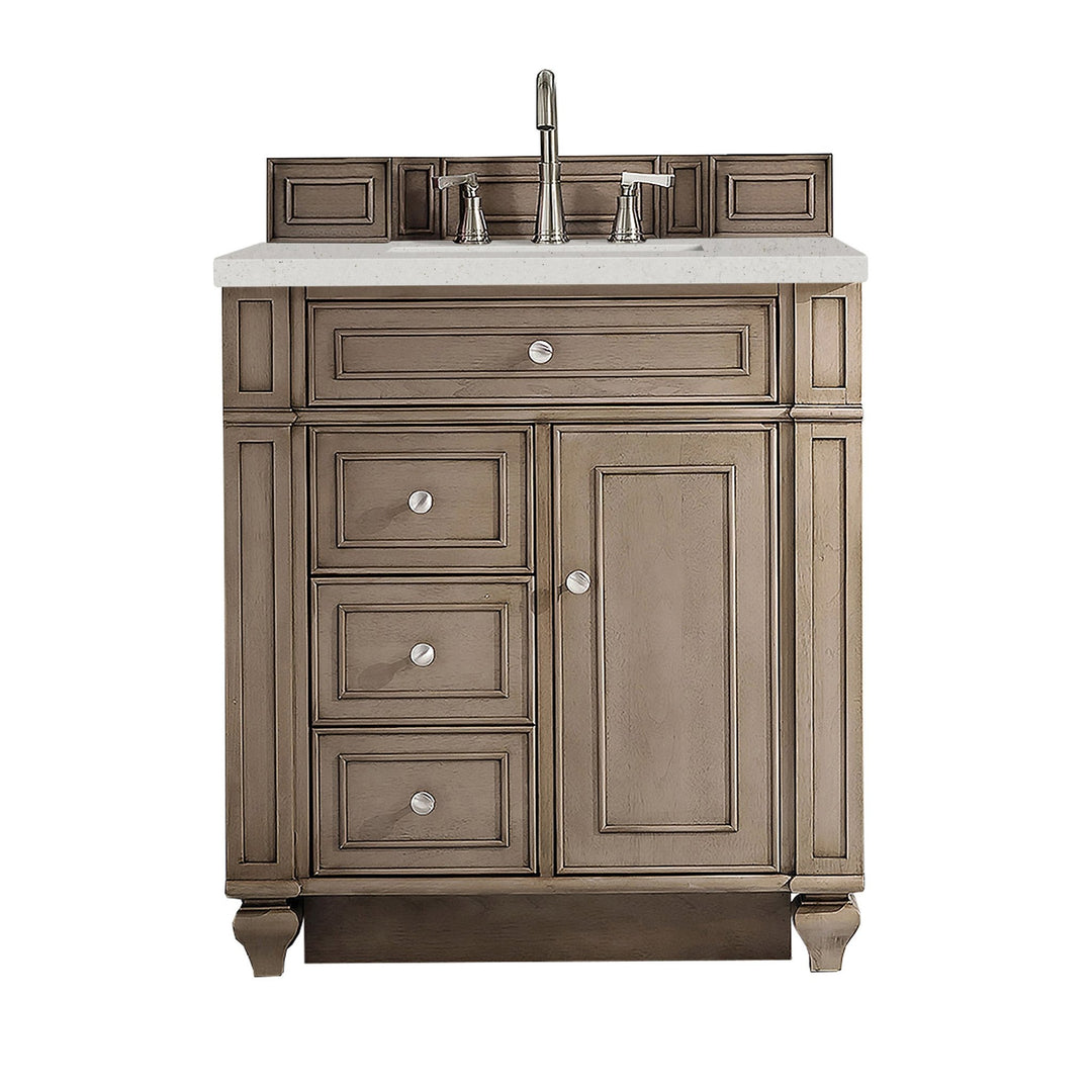 Bristol 30" Single Vanity, Whitewashed Walnut w/ 3 CM Lime Delight Silestone Top