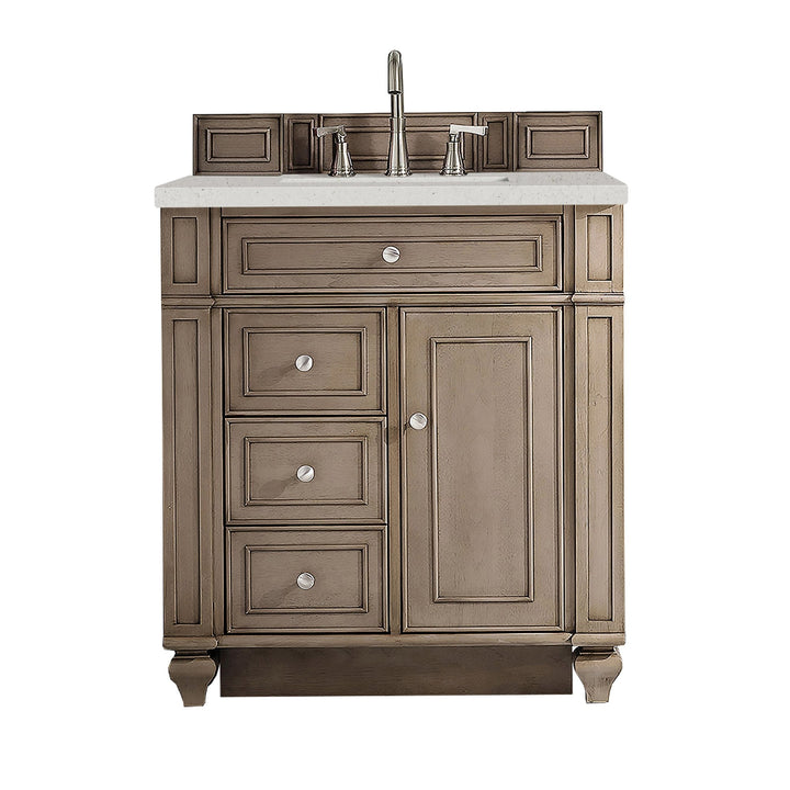 Bristol 30" Single Vanity, Whitewashed Walnut w/ 3 CM Lime Delight Silestone Top