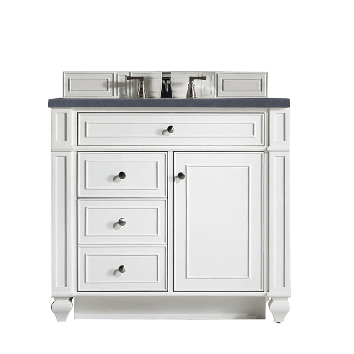 Bristol 36" Single Vanity, Bright White w/ 3 CM Charcoal Soapstone Silestone Top
