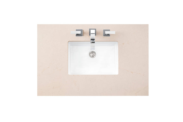 Bristol 36" Single Vanity, Bright White w/ 3 CM Eternal Marfil Silestone Top