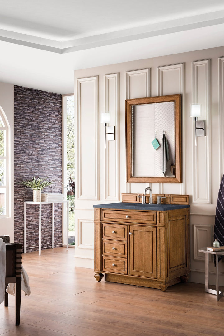Bristol 36" Single Vanity, Saddle Brown w/ 3 CM Charcoal Soapstone Silestone Top