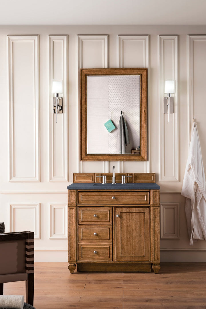 Bristol 36" Single Vanity, Saddle Brown w/ 3 CM Charcoal Soapstone Silestone Top