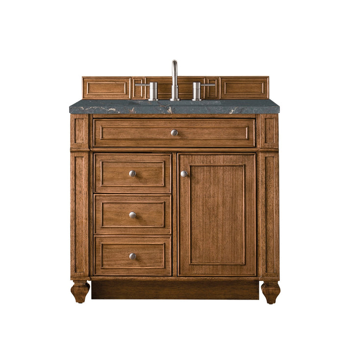 Bristol 36" Single Vanity, Saddle Brown w/ 3 CM Parisien Bleu Silestone Top