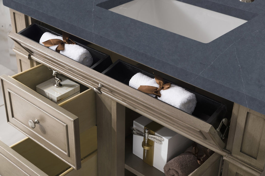 Bristol 36" Single Vanity, Whitewashed Walnut w/ 3 CM Charcoal Soapstone Silestone Top