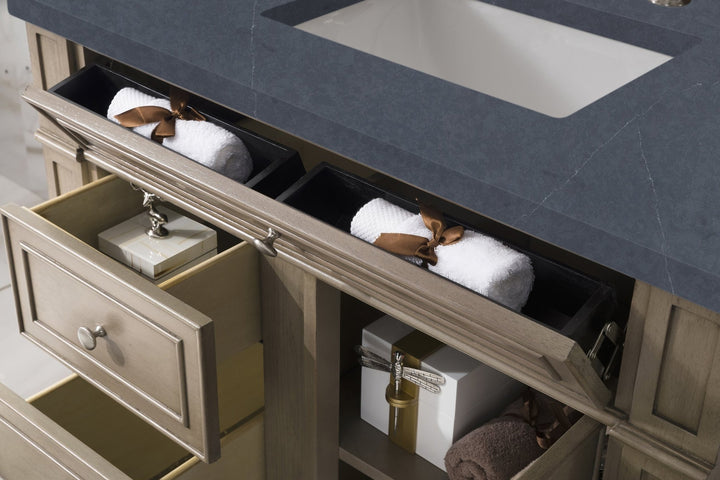 Bristol 36" Single Vanity, Whitewashed Walnut w/ 3 CM Charcoal Soapstone Silestone Top